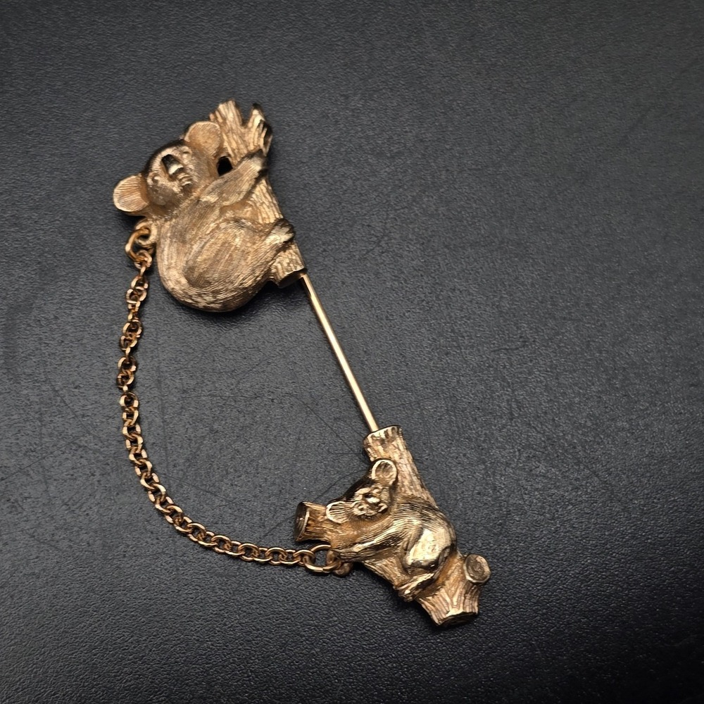 Avon 1983 Mother's Love Koala Pin Stick Pin Gold Tone Vintage Jewelry